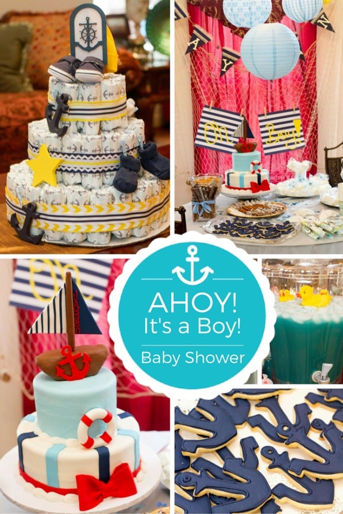 Nautical Baby Shower Photo Props | Blue & Gold Party Decor | Nautical Party  Decor | Ahoy It's a Boy | Sailor Baby Shower Photo P