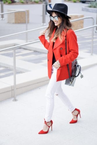 Seeing Red - Lace ups Heels and Peacoats 