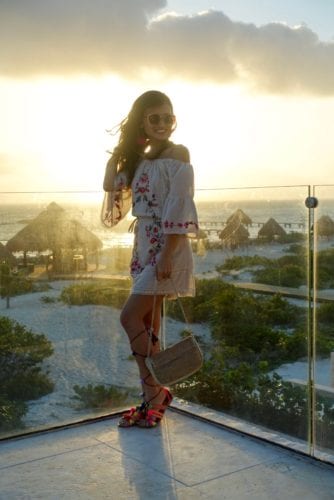 embroidered dress, cover up, sunrise, sunset, dreams resort