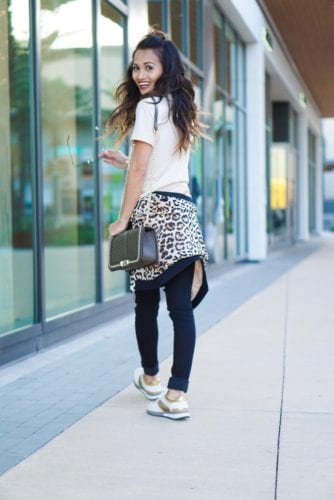 leopard bomber, casual outfit