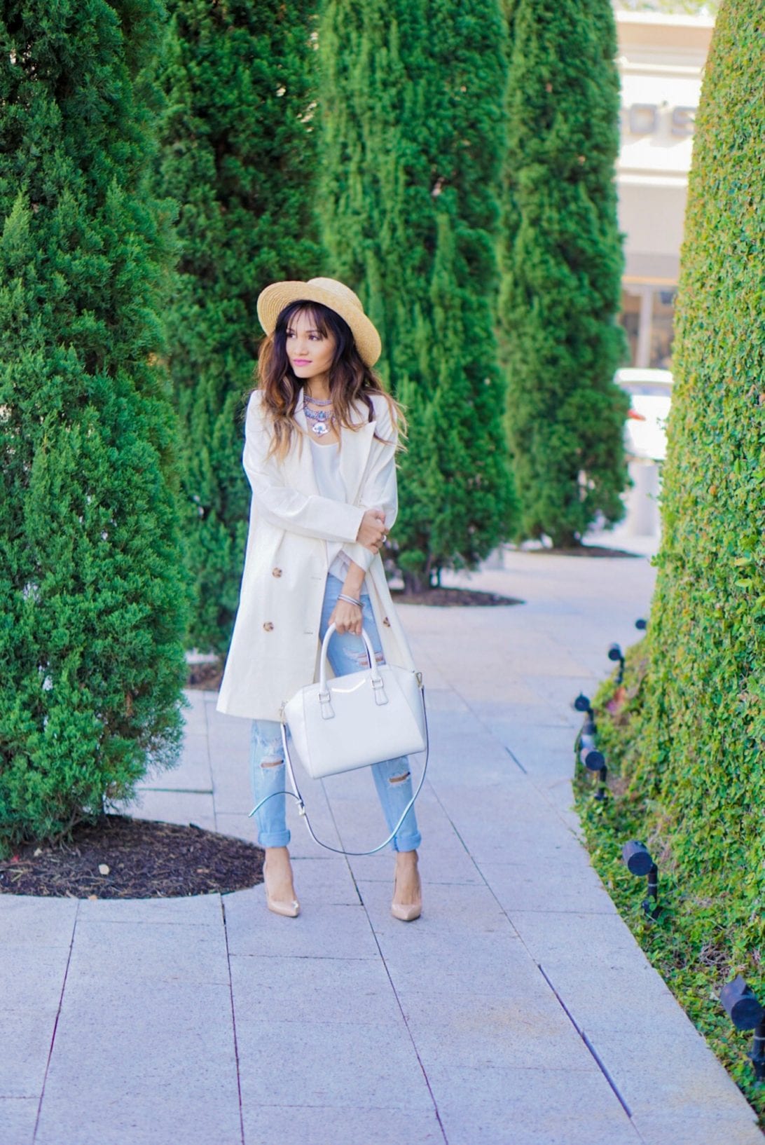 ripped jeans, summer blazer, white satchel, givenchy bag, manolo, nude heels, nude pumps