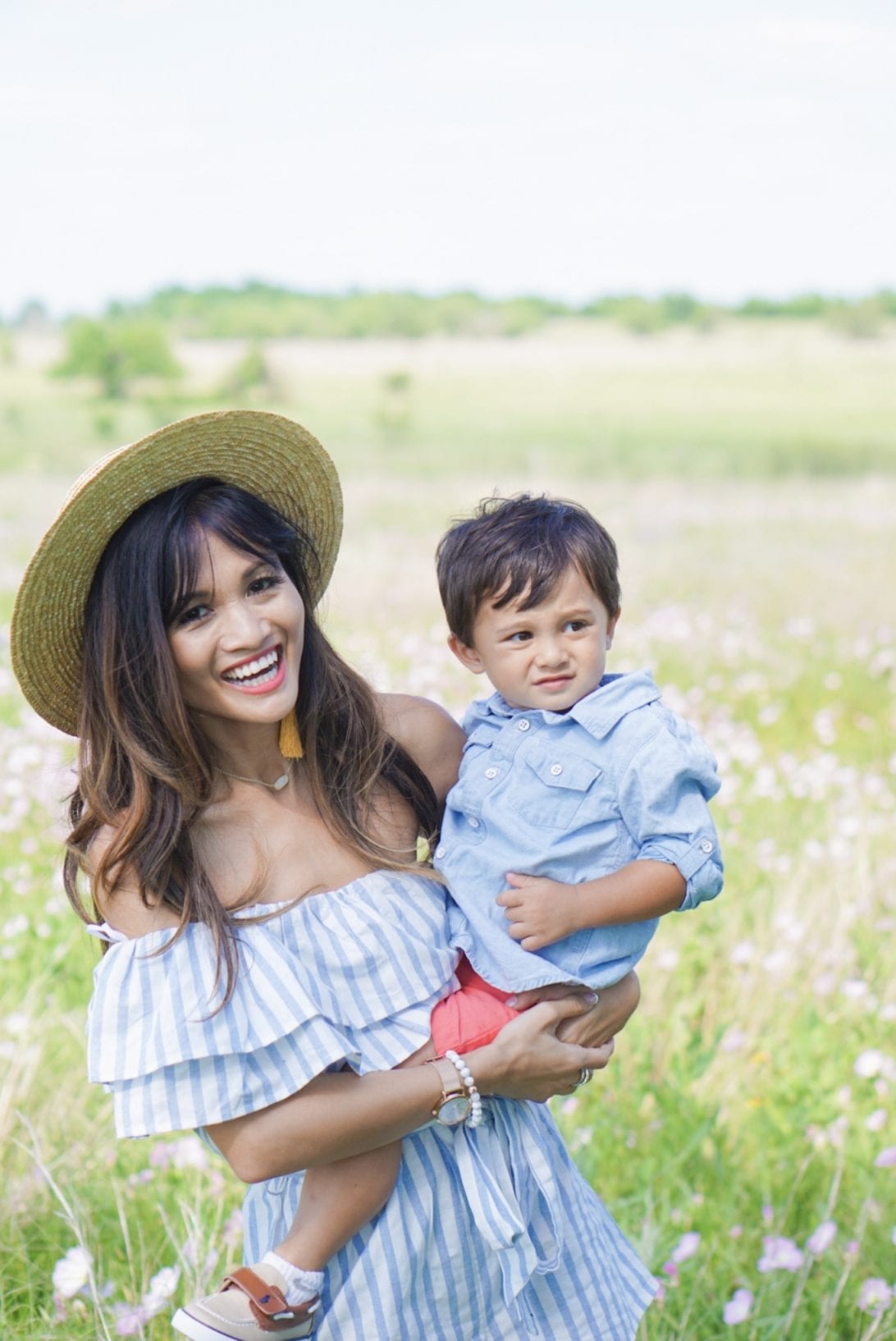 chappell hill lavender farm, pin stripe romper, mommy and me