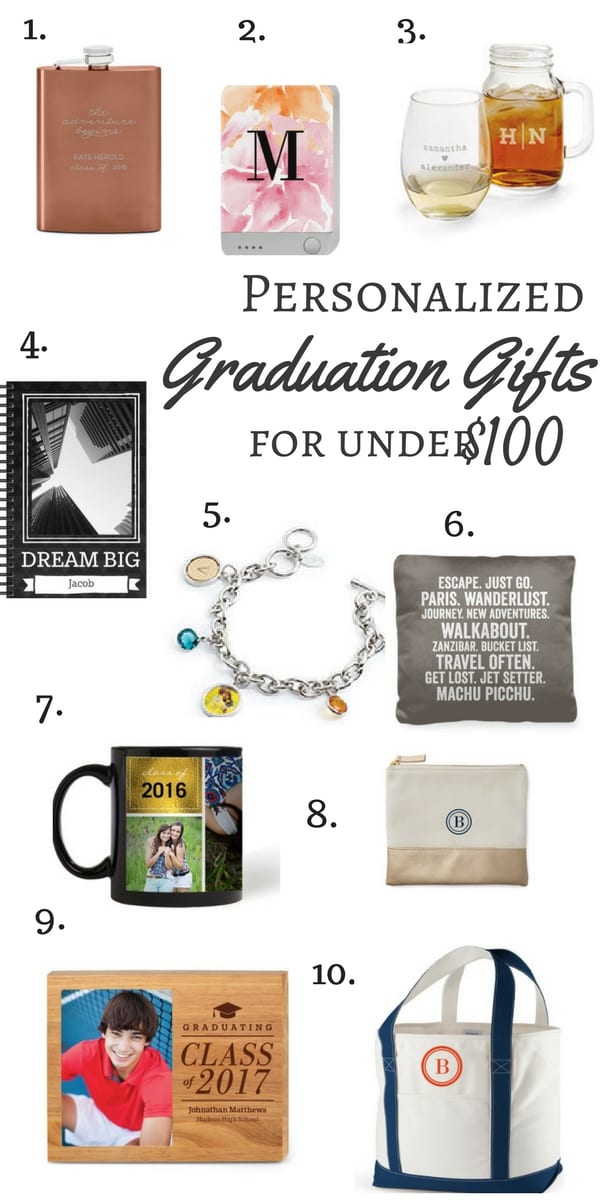 Personalized Graduation Gifts for Under $100 , personalized gifts, graduation gifts, gifts under $100, photo mug, flask, phone charger, tote bag, inspirational note pad, shutter fly, gift ideas, grad gift ideas, gifts for the graduate