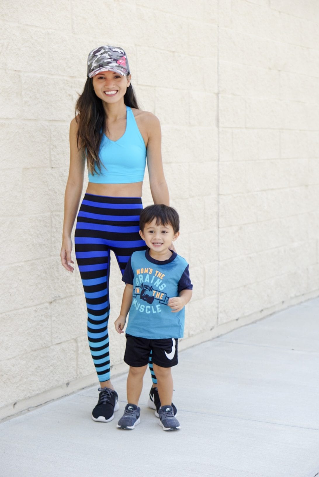 cardio routine, working out with your toddler, workout outfit, exercise outfit, mommy and me workout, k-deer leggings, fitness gear, fitness style, fitness fashion, mommy and me style, mommy and son style 
