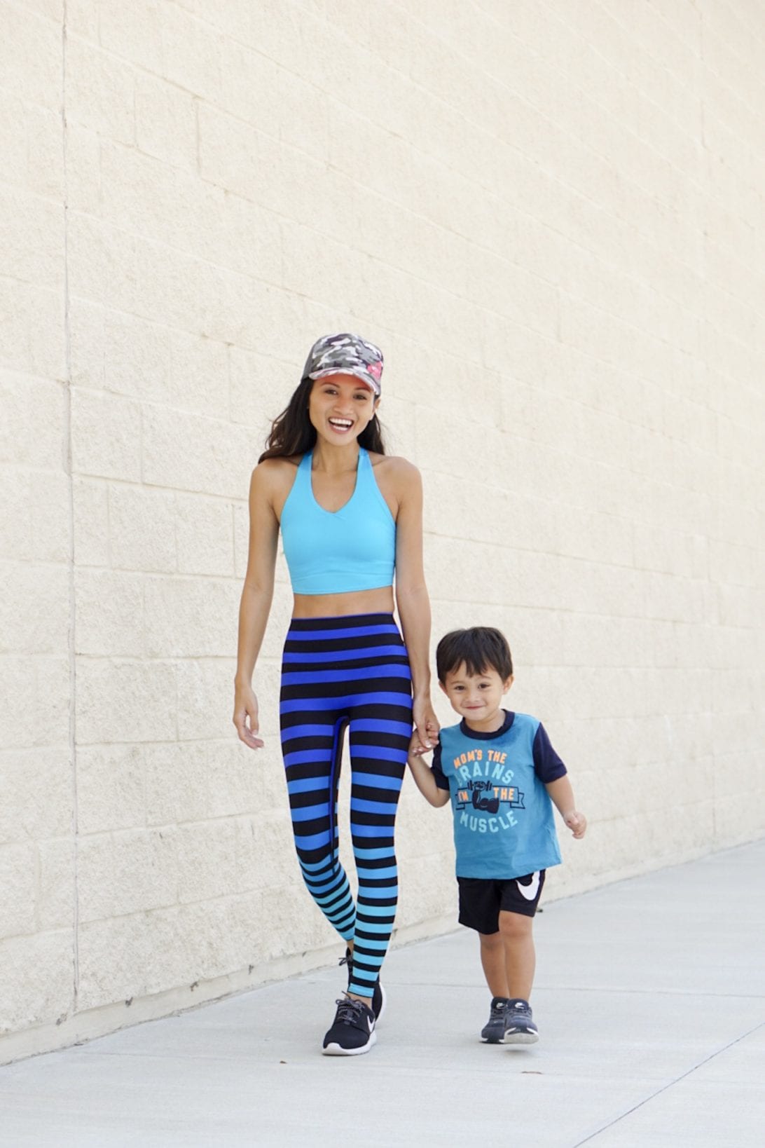 cardio routine, working out with your toddler, workout outfit, exercise outfit, mommy and me workout, k-deer leggings, fitness gear, fitness style, fitness fashion, mommy and me style, mommy and son style 