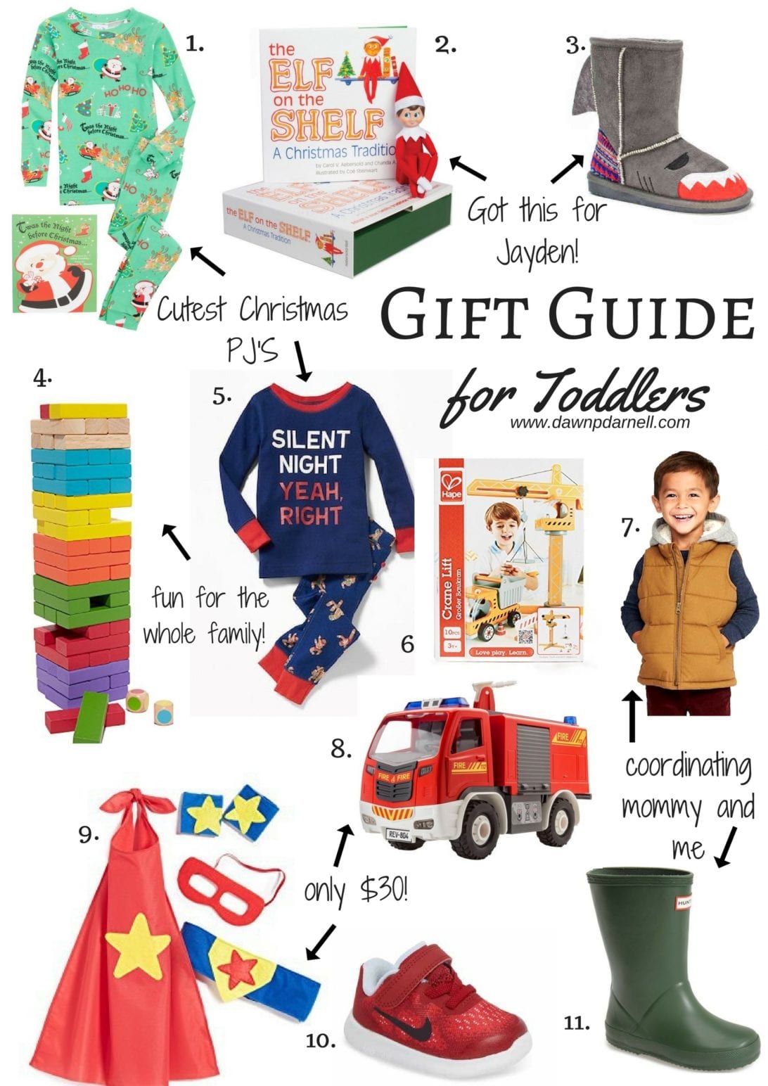 toddler gift guide, gift guide for kids, christmas gifts for children, kids hunter boots, elf on the shelf
