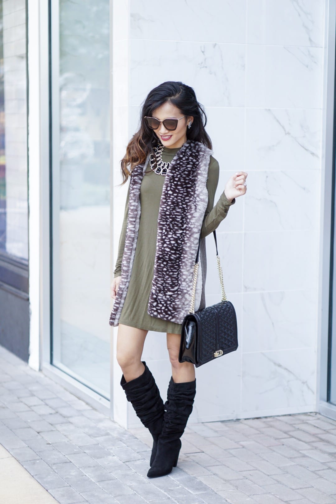 Misook, shop Mari boots, slouchy boots, Prada sunglasses