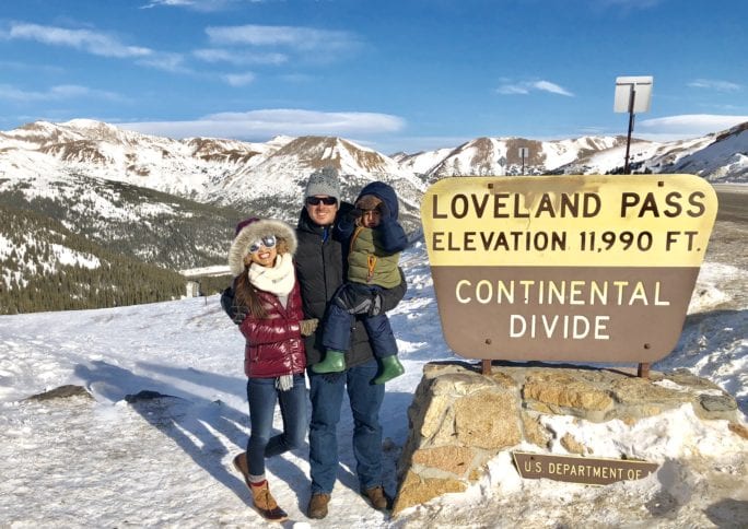 snowboarding, what to wear when snowboarding, what to wear skiing, Ski outfit, snowboard outfit, winter outfit, snow outfit, winter fashion, snow fashion, winter style, puffer jacket, ski pants, Sorel boots, quay sunglasses, visit Colorado, loveland pass, continental divide