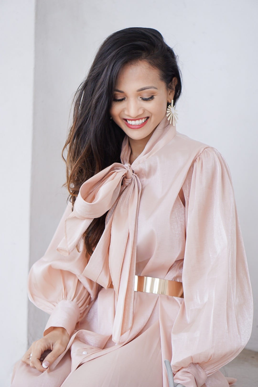 bow tie dress, pink tunic, #workwear, summer style, puff sleeves, Manolo blanik, Kendra Scott earrings, Gigi New York bag, interns, #bloggingtips, blogging tips, hiring interns, interviewing interns 