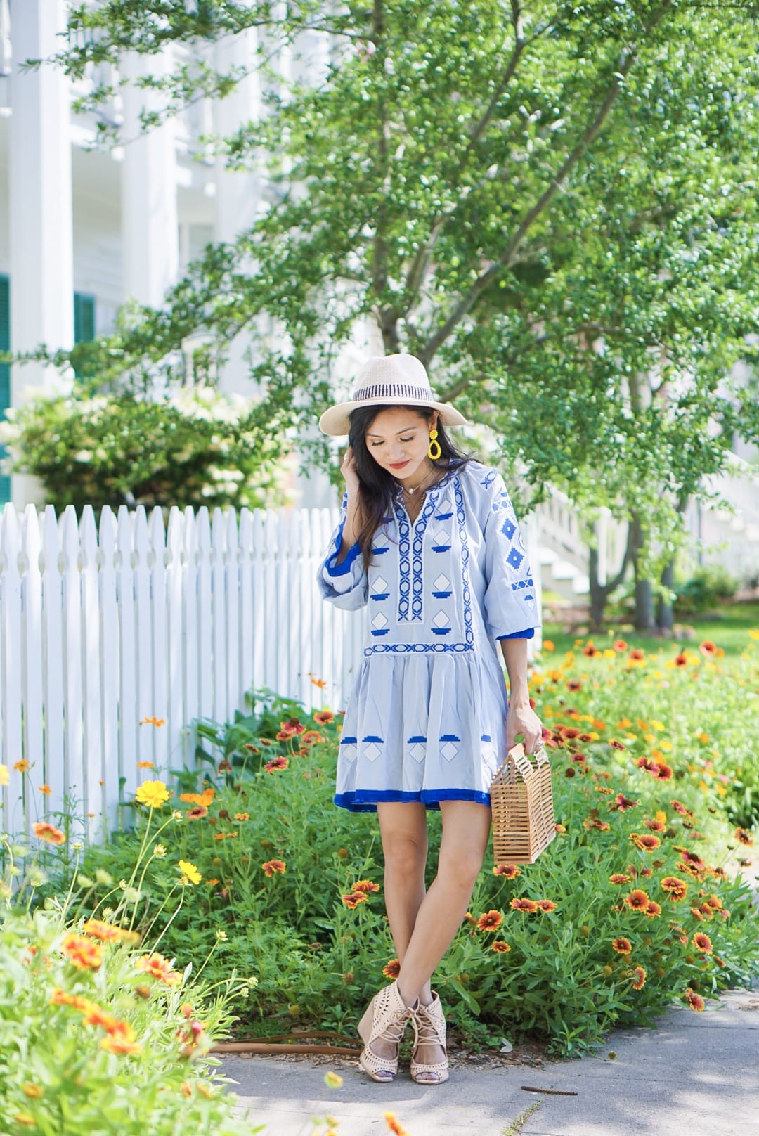 #springstyle #springfashion #summerdress #summerfashion, chicwish, Jeffrey Cambell Rodillo wedges, embroidered dress, bamboo bag, #ltkunder50, #liketoknow.it, blogging tips, rewardstyle, blue dress, beach dress, Lisa Lerch