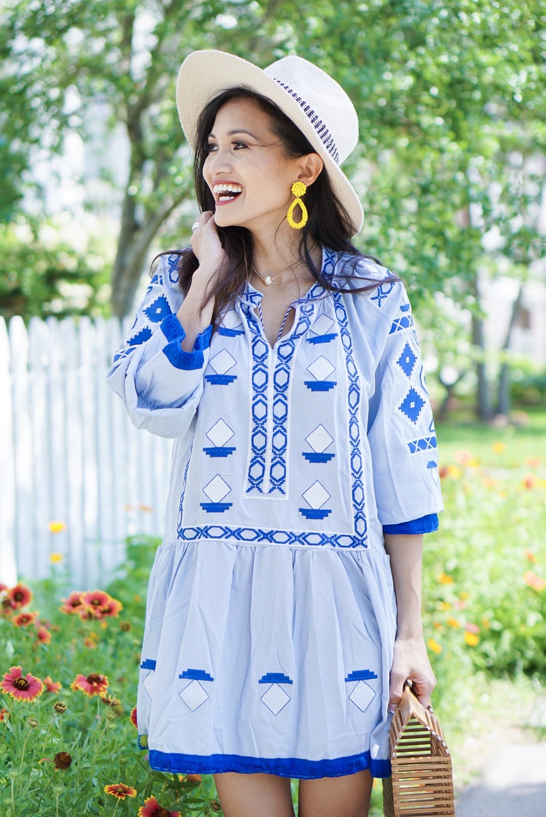 #springstyle #springfashion #summerdress #summerfashion, chicwish, Jeffrey Cambell Rodillo wedges, embroidered dress, bamboo bag, #ltkunder50, #liketoknow.it, blogging tips, rewardstyle, blue dress, beach dress, Lisa Lerch