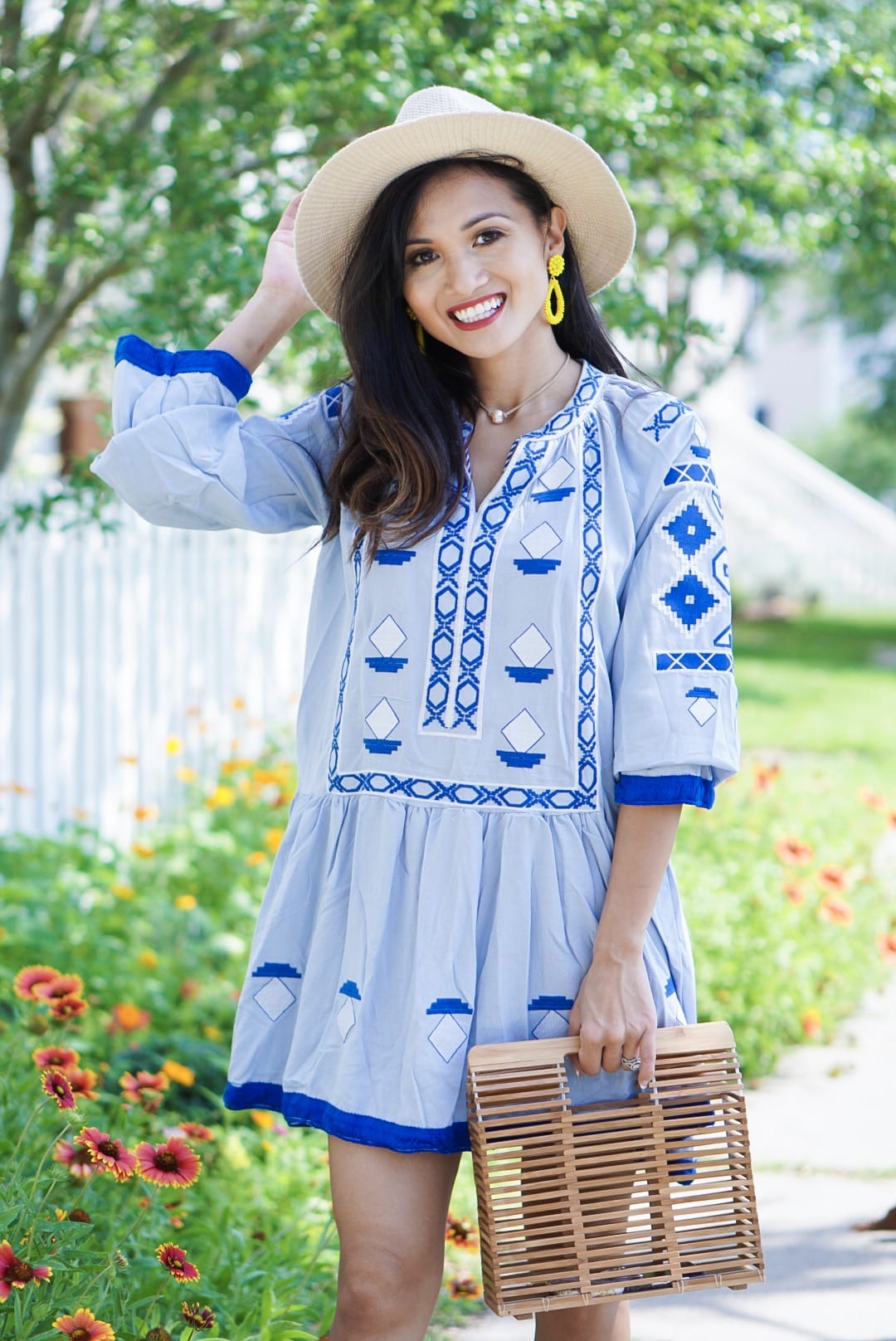 #springstyle #springfashion #summerdress #summerfashion, chicwish, Jeffrey Cambell Rodillo wedges, embroidered dress, bamboo bag, #ltkunder50, #liketoknow.it, blogging tips, rewardstyle, blue dress, beach dress, Lisa Lerch