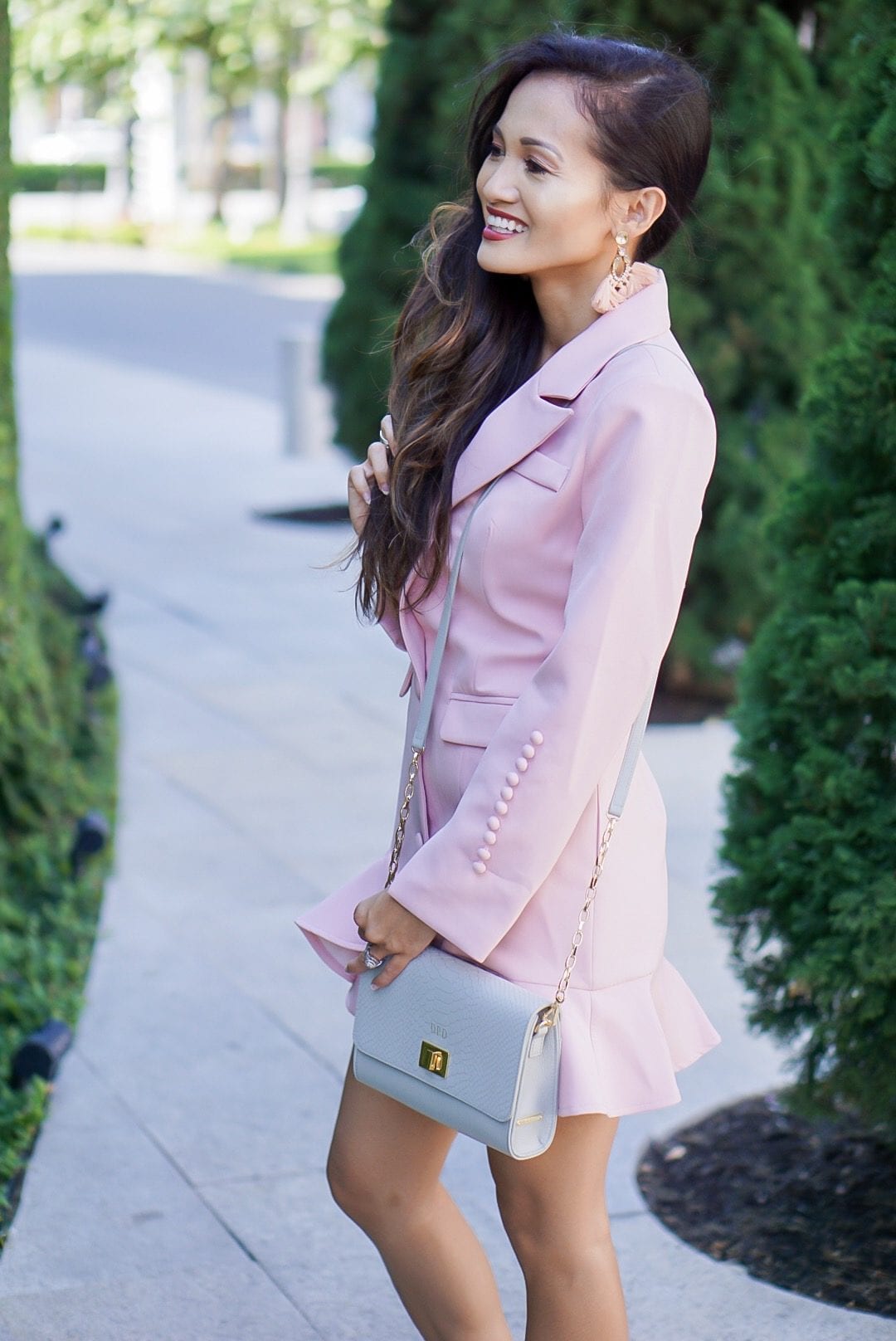 pink suit wedding