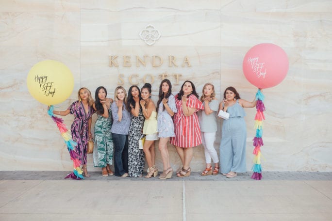 KENDRA SCOTT, FUNDRAISER, #NATIONALBFFDAY, BIG ASS BALLOONS, LAUREN JAMES #SUMMERSTYLE, #SUMMERFASHION, YELLOW PEPLUM TOP, WHITE TIE FRONT SHORTS, LACE UP SANDALS, #DAWNPDARNELL, #HOUSTONBLOGGER