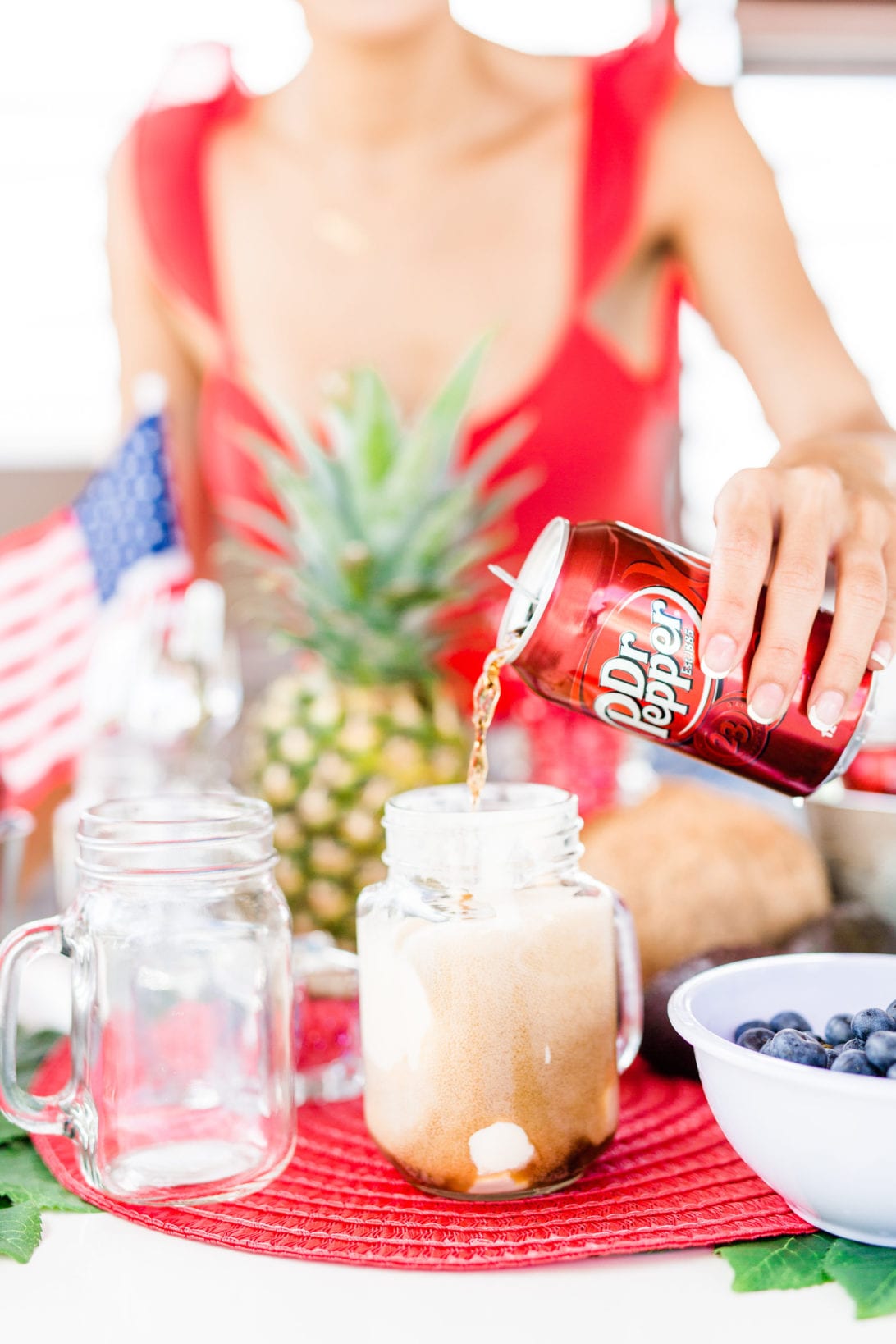 #PickYourPepper, #Walmart, #ad, 4th of July, Walmart, Memorial Day, Pool Party, red, white and blue party, summer party, dr. pepper, red swimsuit, heart shaped sunglasses, pool party, watermelon, DIY 4th of July decoration, Dr. Pepper Float, float bar, float station, Dr. Pepper ice-cream