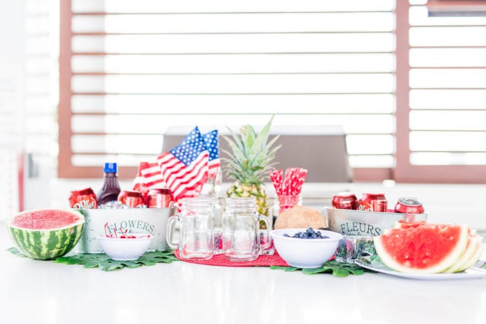 #PickYourPepper, #Walmart #ad, 4th of July, Memorial Day, Pool Party, red, white and blue party, summer party, dr. pepper, red swimsuit, heart shaped sunglasses, pool party, watermelon, DIY 4th of July decoration, Dr. Pepper Float, float bar, float station, Dr. Pepper ice-cream