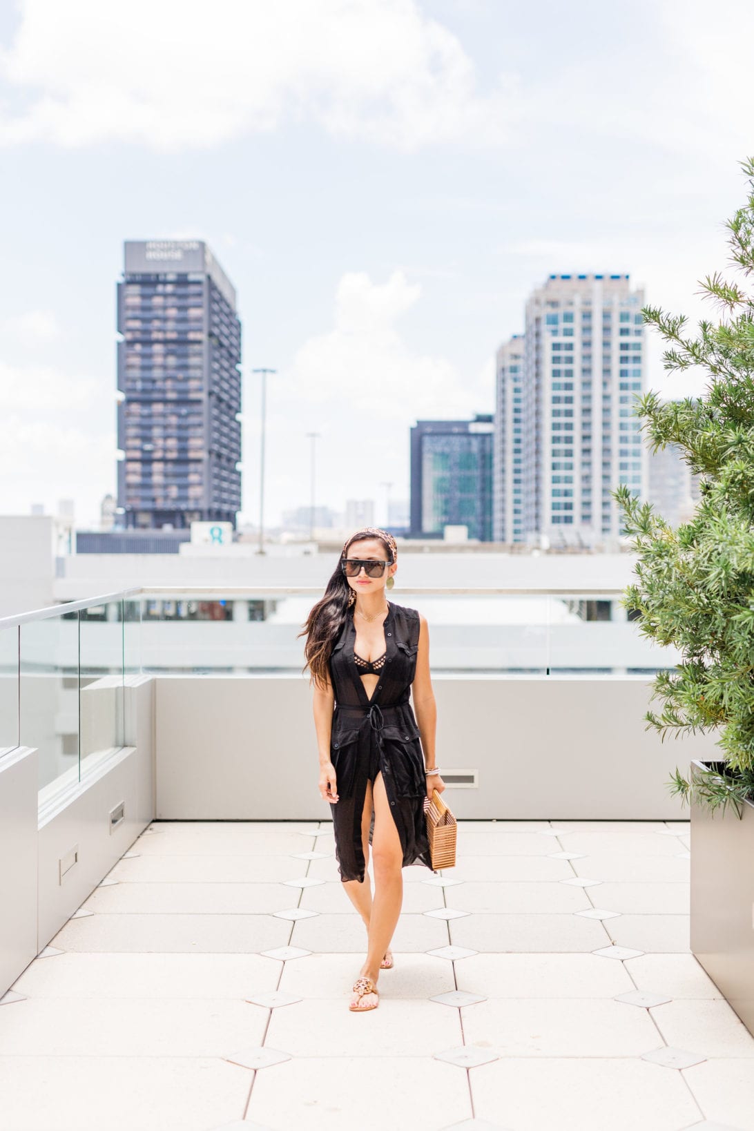 #dawnpdarnell, #summerfashion, #swimwear, #summerstyle, highwaistej bikini, black bikini, swim cover up, swimwear under $50, affordable swimwear, quay sunglass, bamboo bag, Louis Vuitton Word Tour Bandeau, LV bandeau, Tory Burch Miller sandals