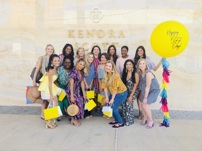 KENDRA SCOTT, FUNDRAISER, #NATIONALBFFDAY, BIG ASS BALLOONS, LAUREN JAMES #SUMMERSTYLE, #SUMMERFASHION, YELLOW PEPLUM TOP, WHITE TIE FRONT SHORTS, LACE UP SANDALS, #DAWNPDARNELL, #HOUSTONBLOGGER