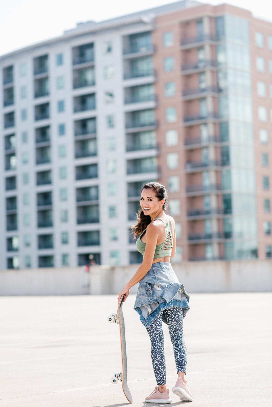 skateboard, fitness fashion, Lorna Jane Activewear, leopard tights, mommy and me style, mommy and me fashion, #boymom, #houstonblogger, street style, fearless, comfort zone, face your fears