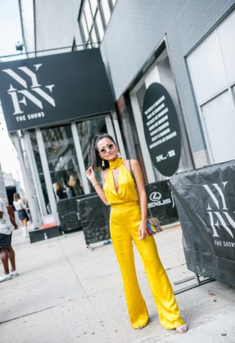 NYFW 2018, New York FASHION WEEK, STREET STYLE, LPA, YELLOW JUMPSUIT