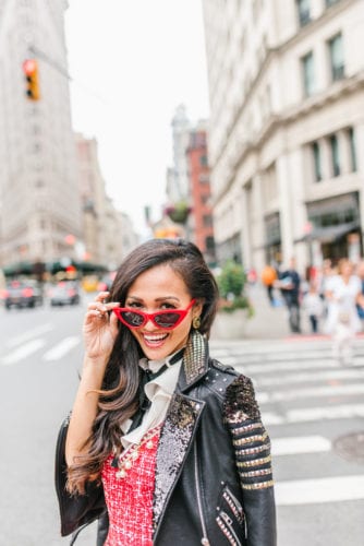 CHANEL EARRINGS, EMBELLISHED LEATHER JACKET