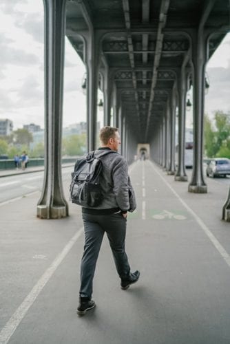 Pont de Bir-Hakeim, The Inception Bridge, Paris France, Men's fashion, men's back pack, travel style