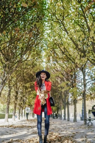 Jardin du Palais Royal, red blazer, fall fashion, Revolve Ambassador, Paris Fashion week