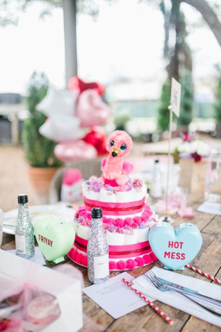 Flamingo diaper cake