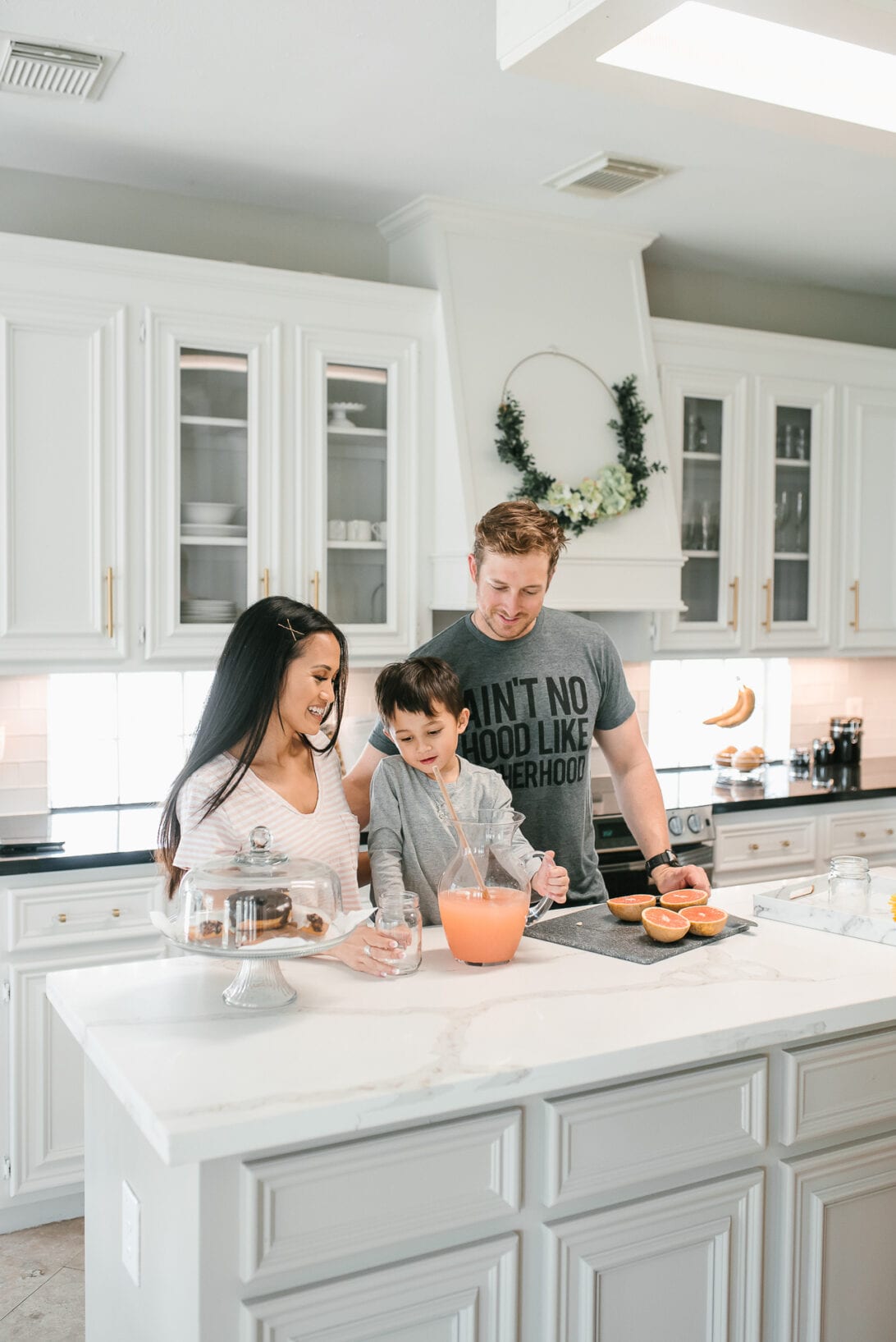 family, kitchen, heart of our home, white kitchen design, Calcutta countertops