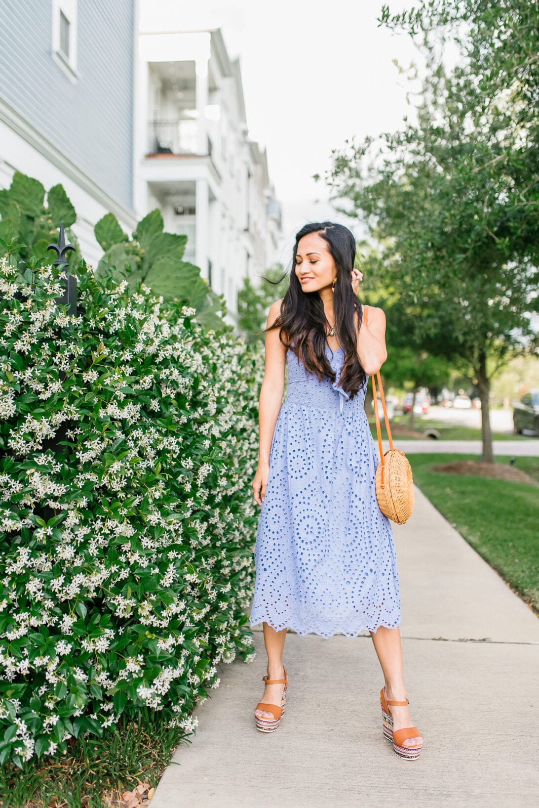 summer dress, wedding guest dress, eyelet dress