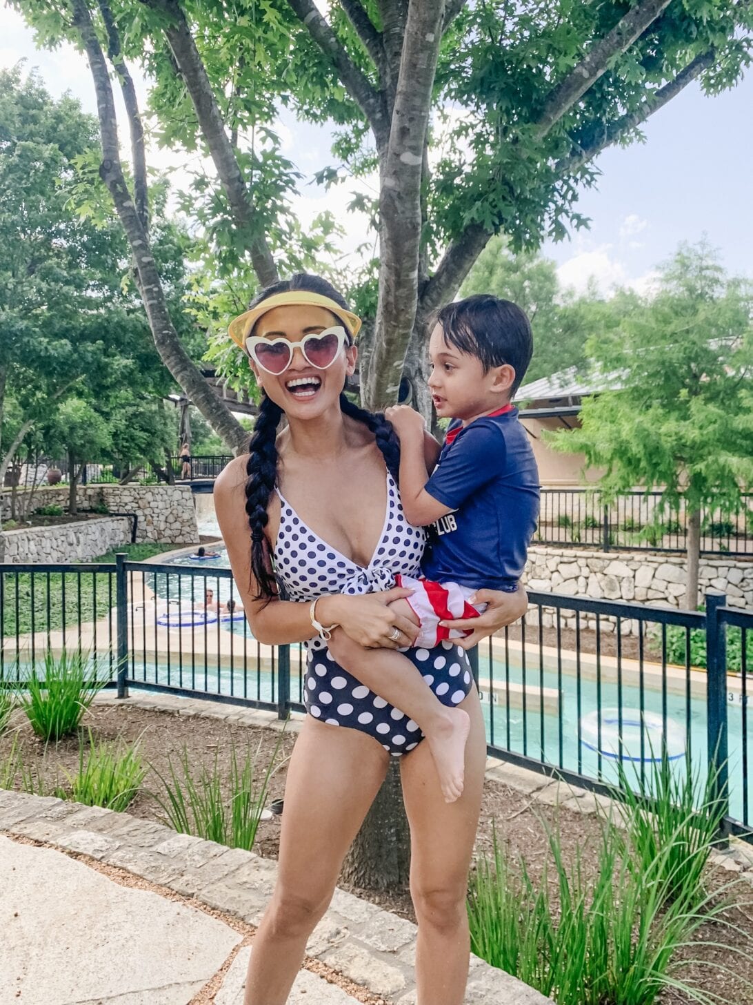 POLKA DOT SWIMSUIT, ONE PIECE SWIMSUIT, HEART GLASSES 