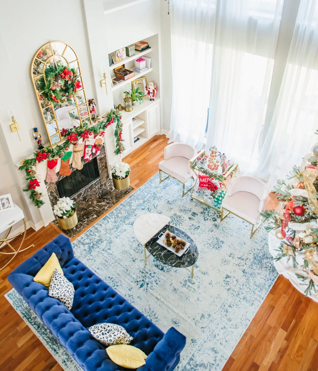 christmas home decor, glam christmas decoration, TWO STORY LIVING ROOM 
