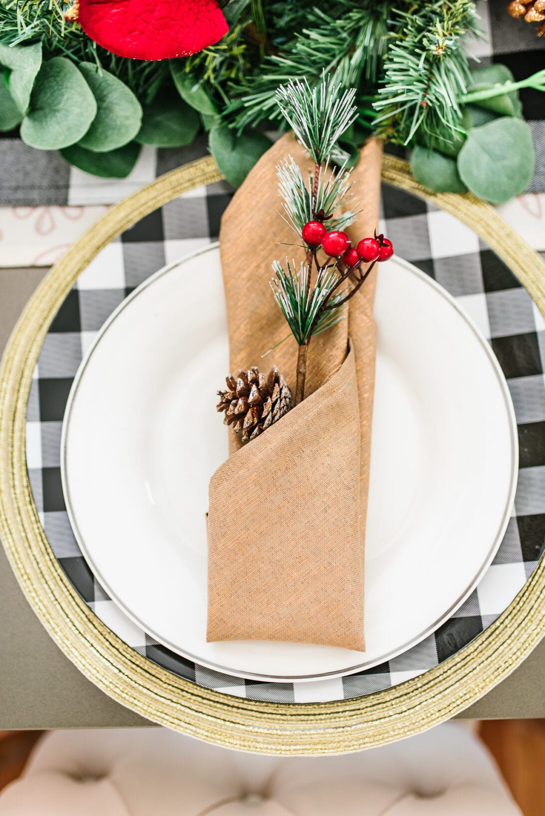 rustic table setting, rustic christmas table setting 