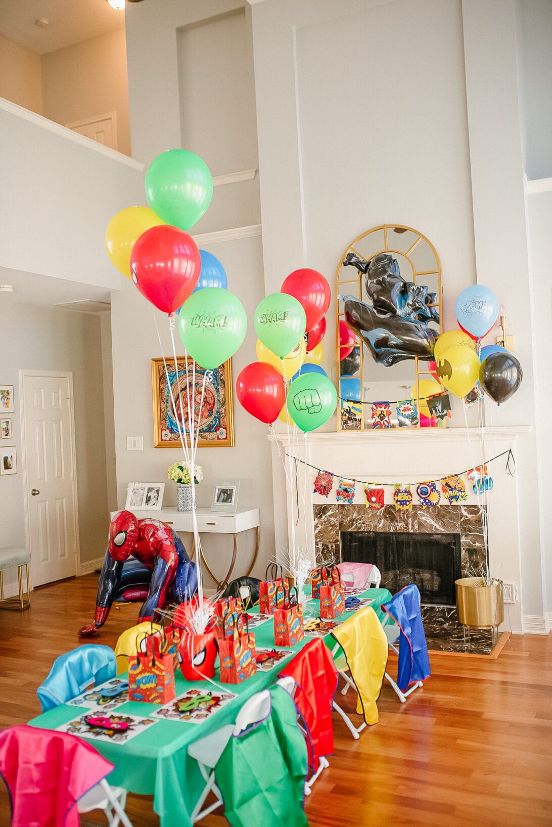 SUPERHERO BIRTHDAY TABLE, KIDS TABLE, CHILDREN SUPERHERO CAPES