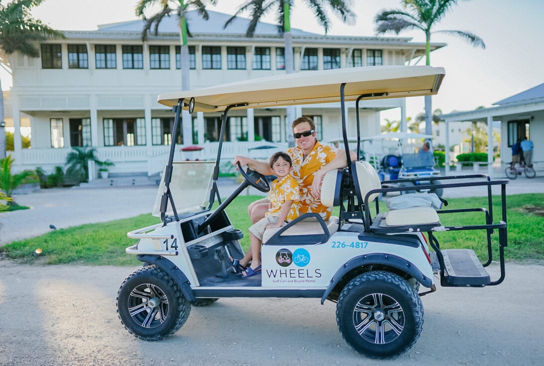 Mahogany Bay Resort, Main house, golf cart, San Pedro