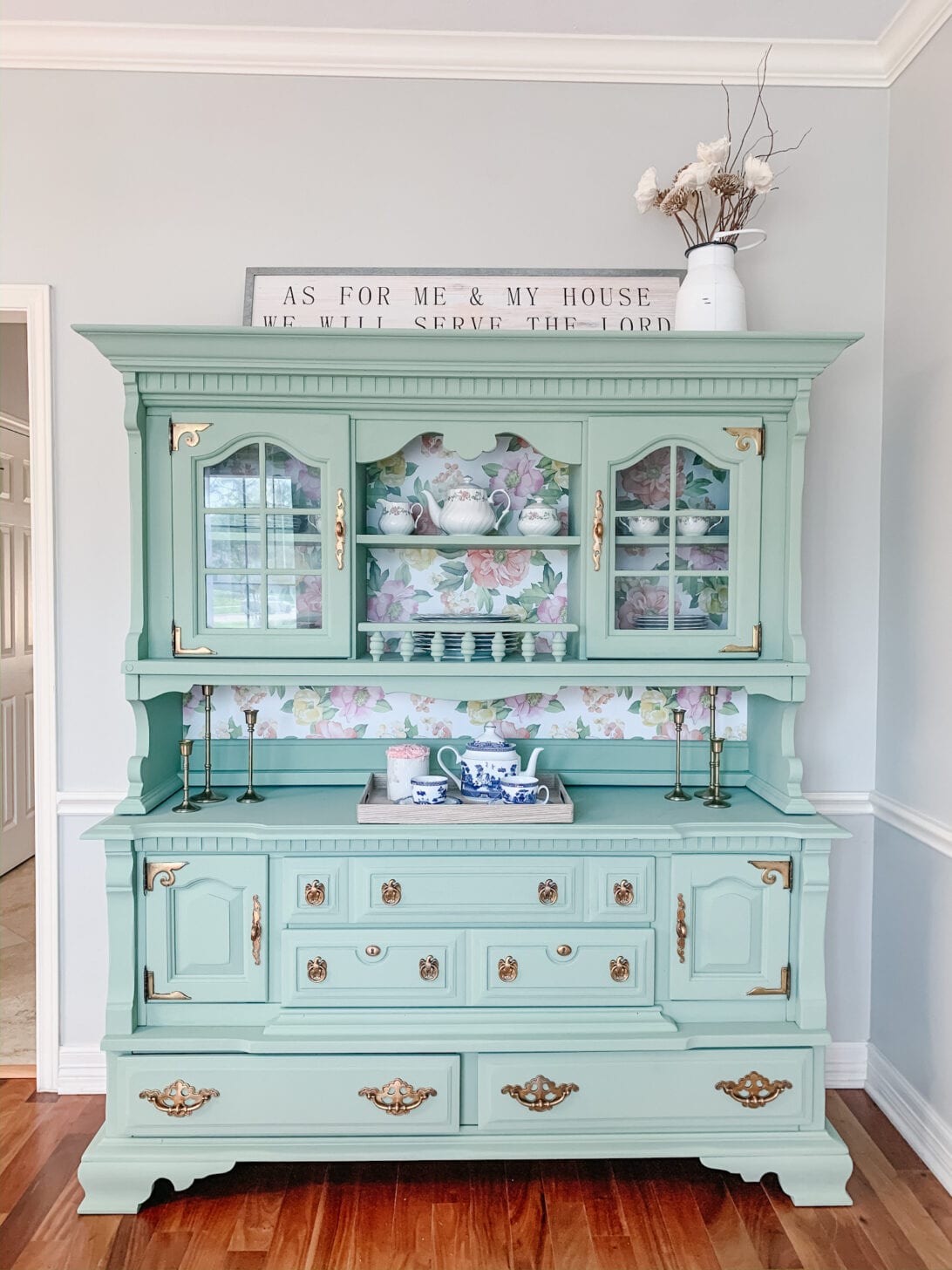 Teal deals china cabinet