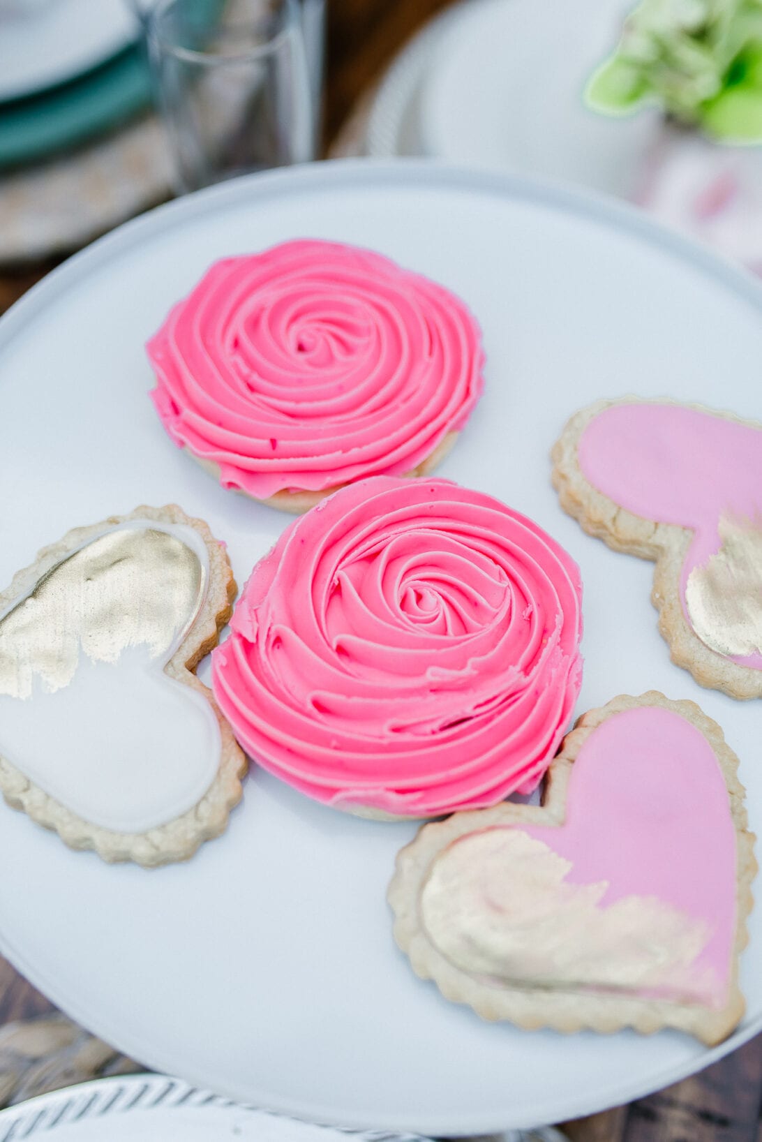 rose sugar cookie, heart sugar cookie 