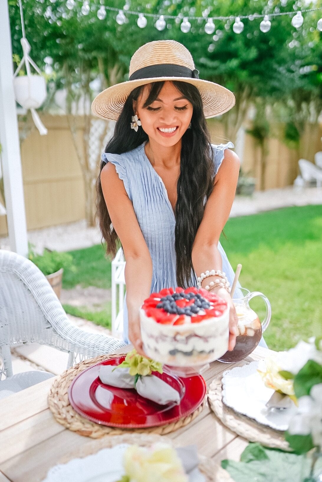 berry trifle, patriotic trifle, summer trifle, summer dessert, red white and blue dessert, patriotic themed dessert 