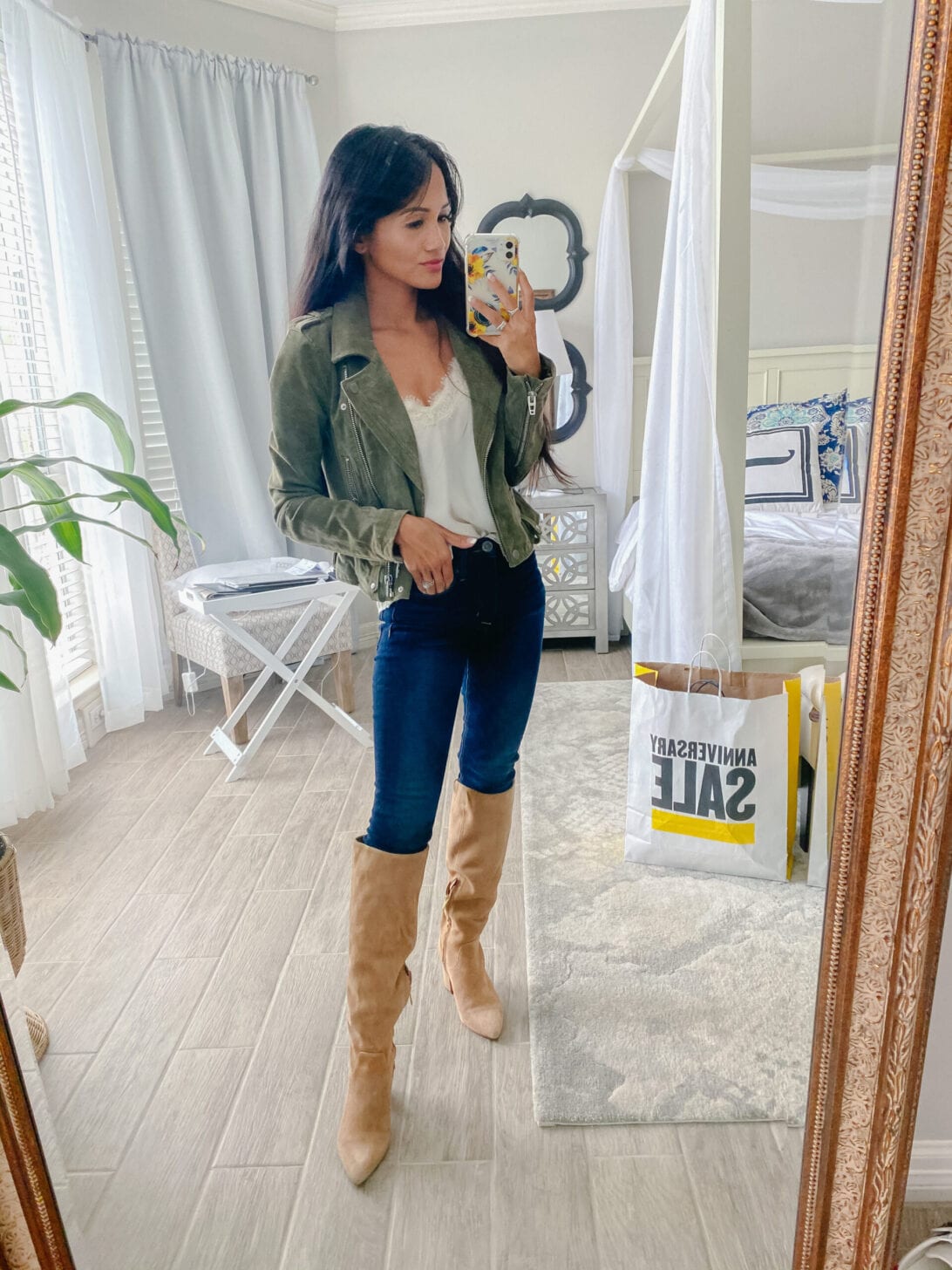 vince Camuto boots, BLANK NYC suede jacket 