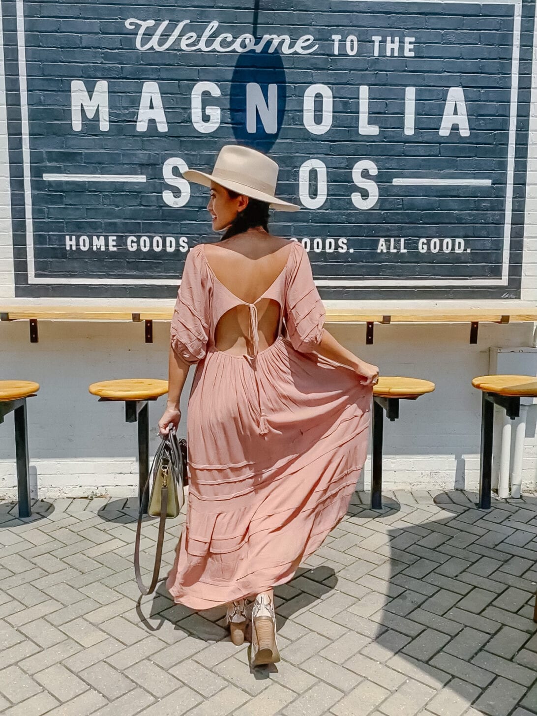 BLUSH DRESS, PINK MAXI DRESS, Joanna Gaines, MAGNOLIA SILOS 