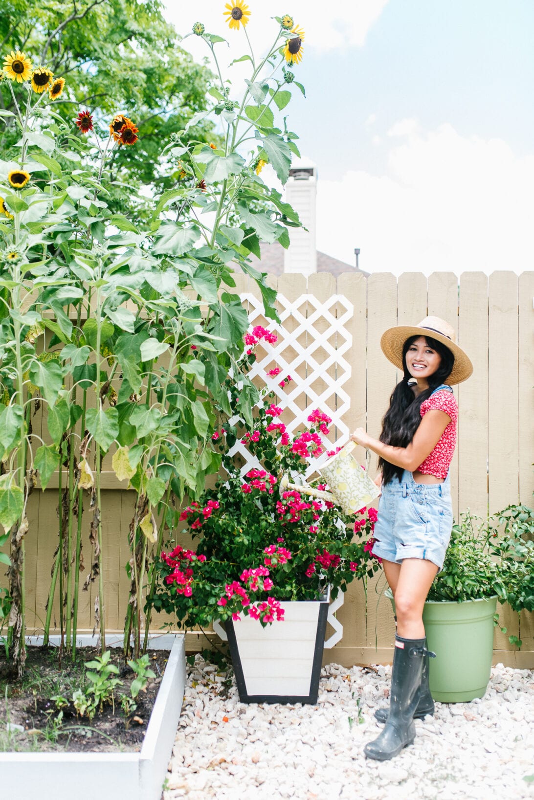 sunflower garden, hunter boot