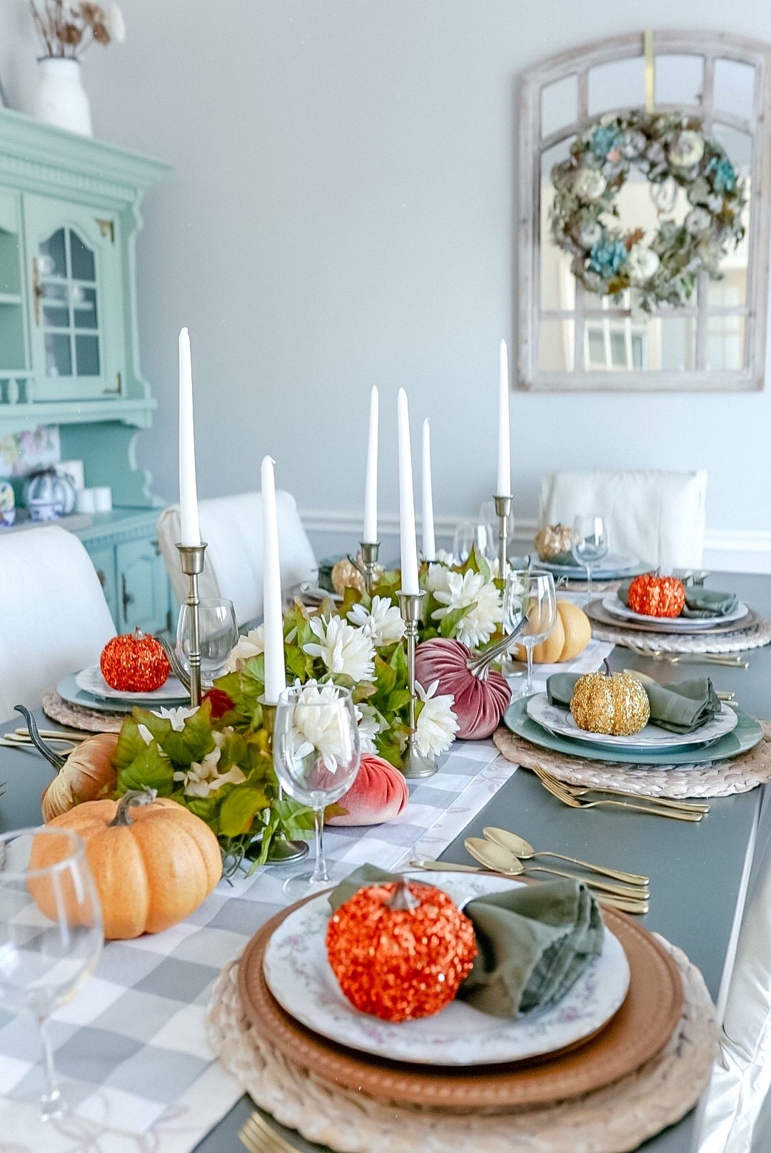 2020 Thanksgiving tablescape, candle sticks, table decor 