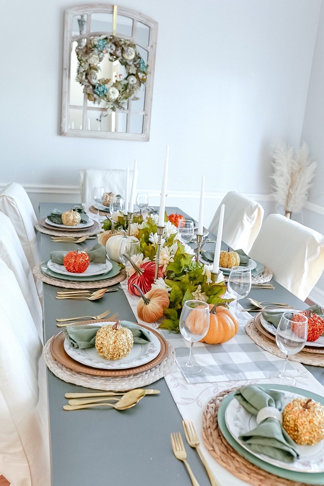 2020 Thanksgiving tablescape, Fall decor, fall dining room decor, thanksgiving dining room decor 