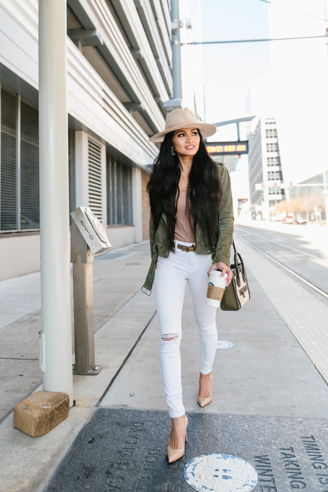 transitional pieces, white skinny jeans, nude shoes