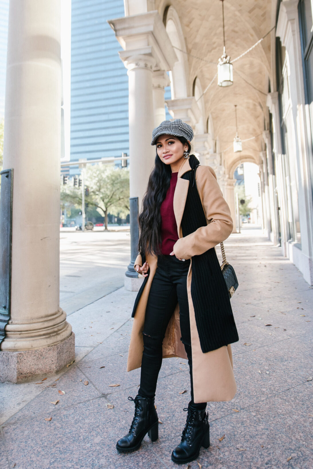 winter outfit, camel coat, winter basics essentials