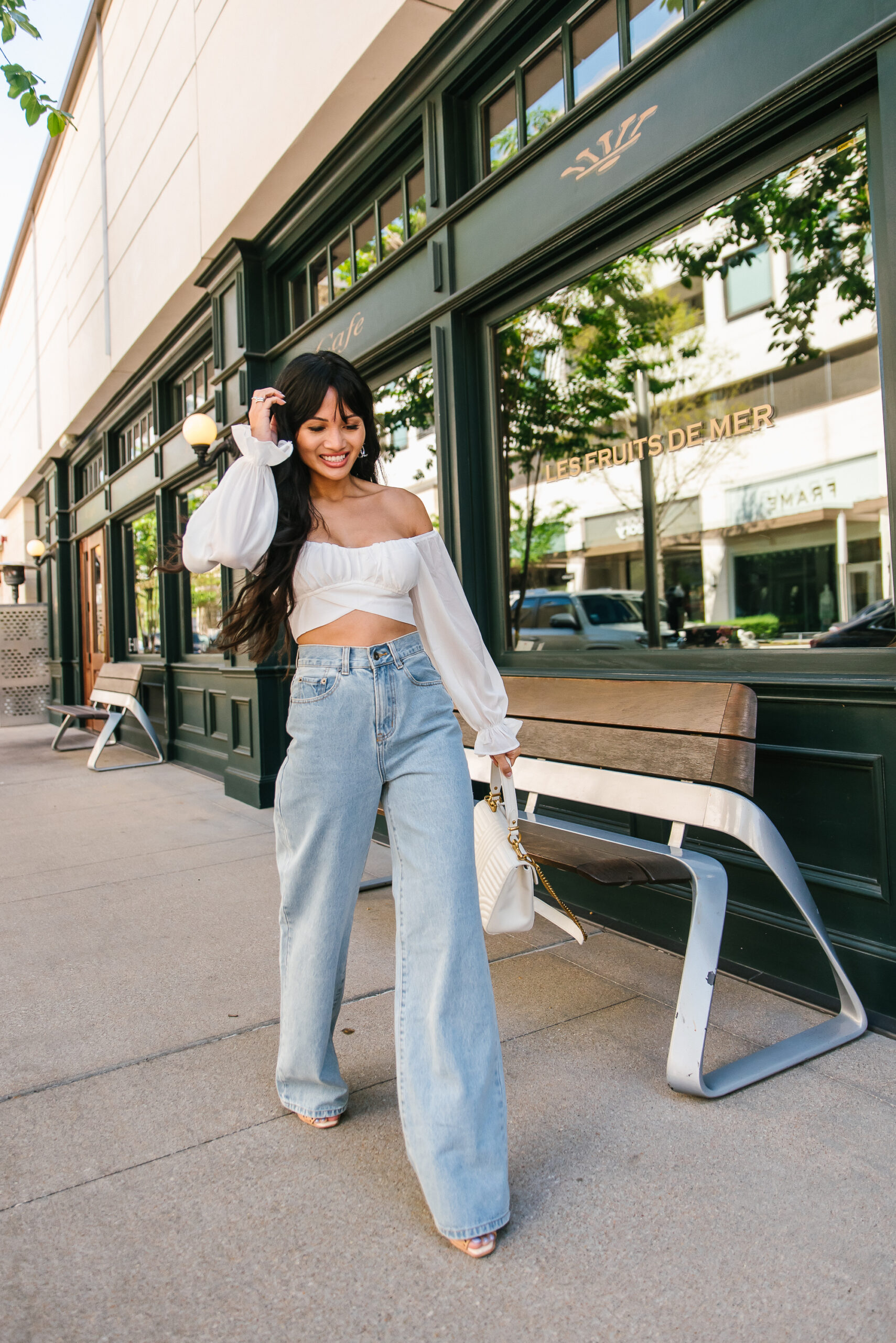 BELL BOTTOM JEANS, WIDE LEG PANTS, CROP TOP 