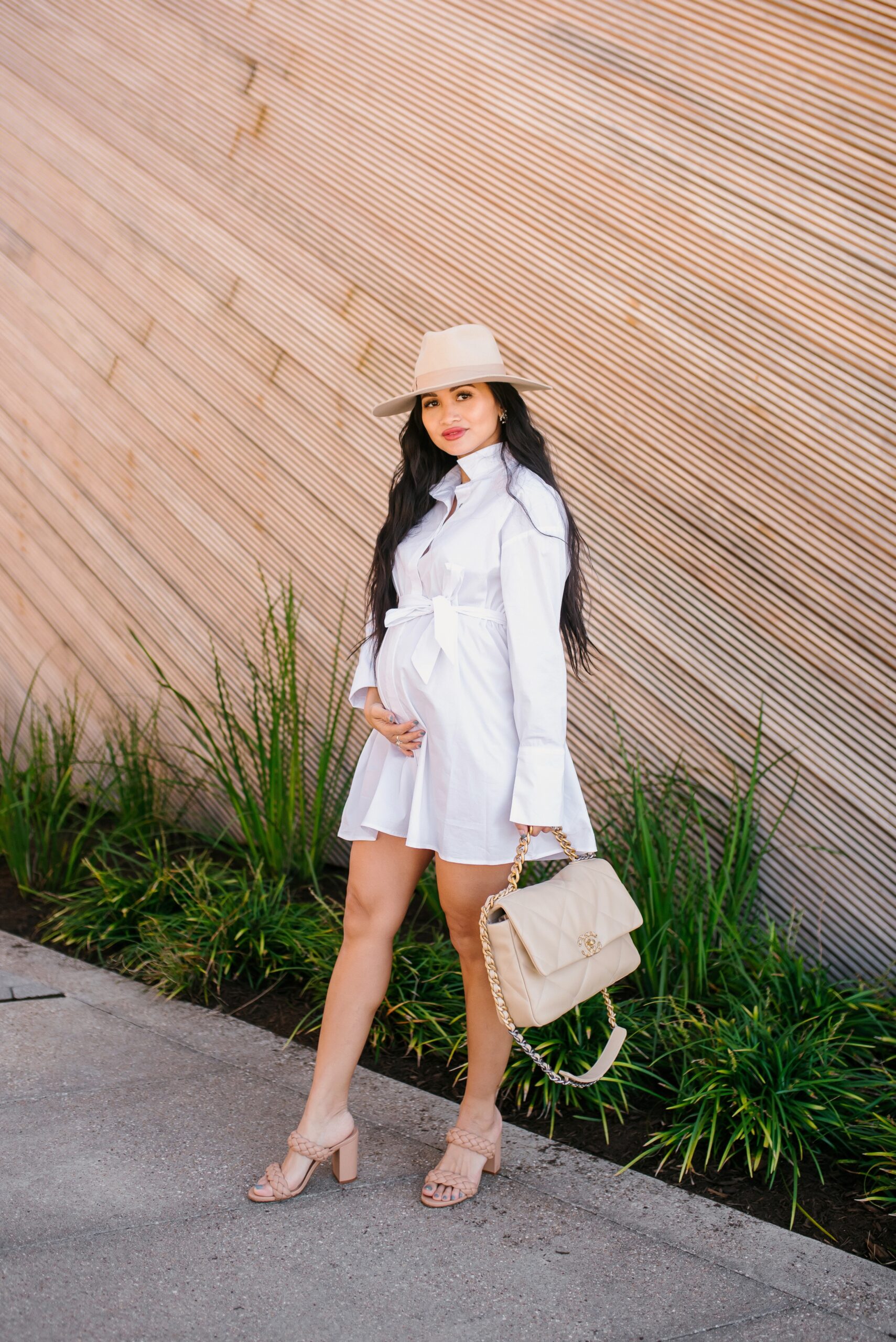 Black & White Stripe Satin Button Down Shirt Dress main image 0