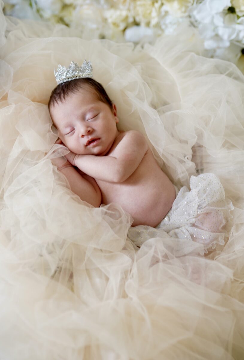 newborn photography, newborn girl, Newborn Girl Photography Mesh Skirt & Crown