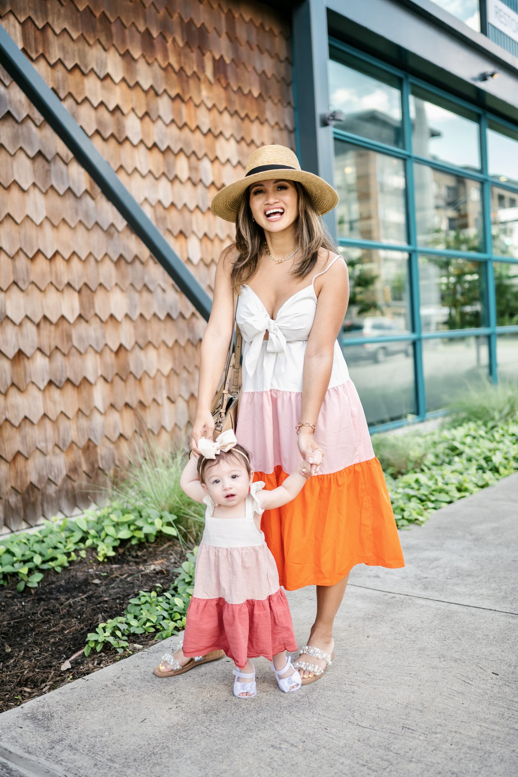 mommy and me, dresses, summer outfit, color block dresses