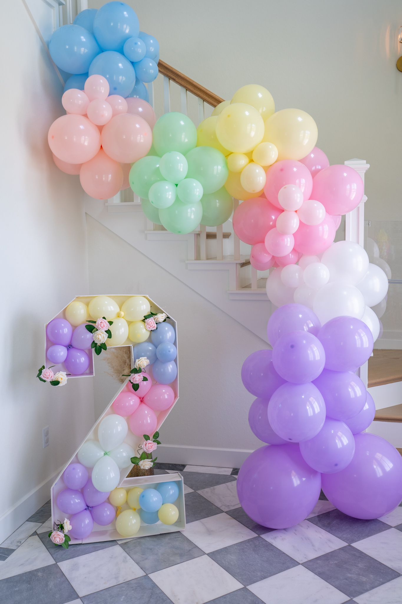 tea party for two, birthday party, balloon garland, second birthday 